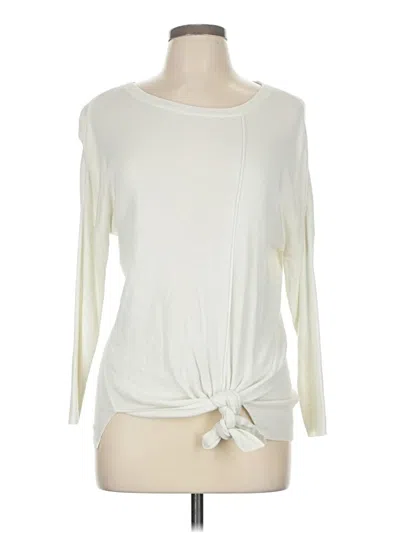 Pre-owned Express Long Sleeve Top Ivory Boatneck Tops In White