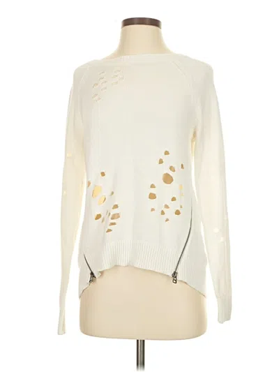 Pre-owned Express Long Sleeve Top Ivory Mock Neckline Tops In White
