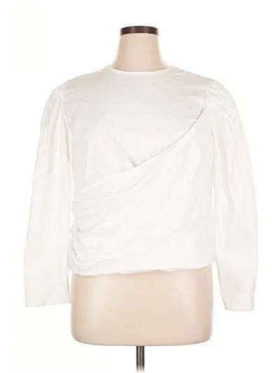 Pre-owned Express Long Sleeve Top Ivory One Shoulder Neckline Tops In White