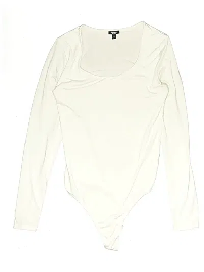 Pre-owned Express Long Sleeve Top Ivory Plunge Neckline Tops In White