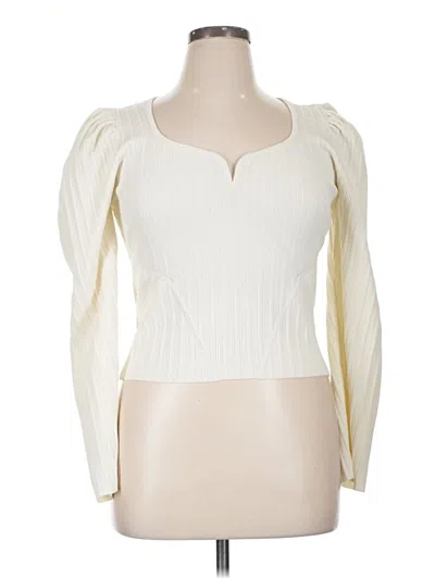 Pre-owned Express Long Sleeve Top Ivory Sweetheart Neckline Tops In White