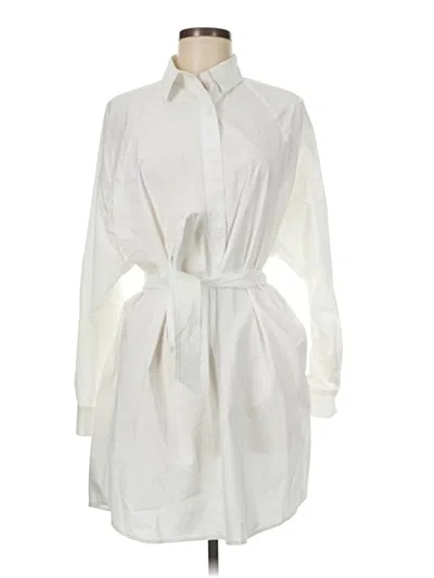 Pre-owned Express Long Sleeve Top Ivory Tie Neck Tops In White