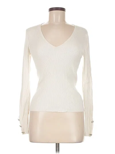 Pre-owned Express Long Sleeve Top Ivory V-neck Tops