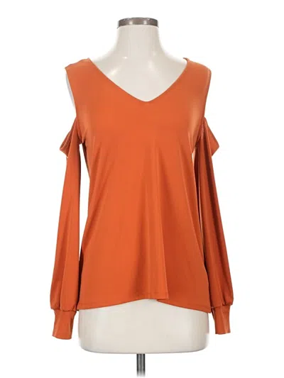 Pre-owned Express Long Sleeve Top Orange Cold Shoulder Neckline Tops