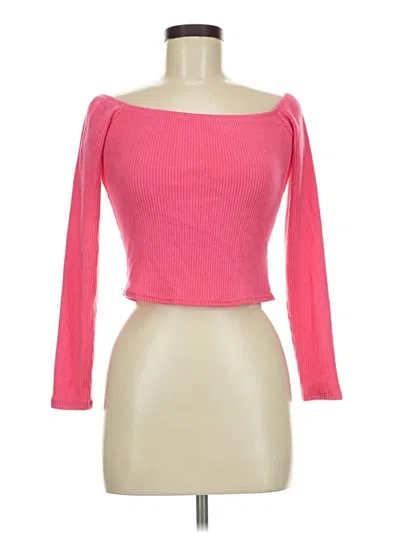 Express Long Sleeve Top Pink Boatneck Tops