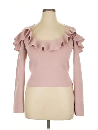 Express Long Sleeve Top Pink Ruffles Neckline Tops