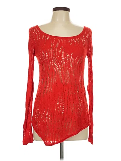 Pre-owned Express Long Sleeve Top Red Scoop Neck Tops