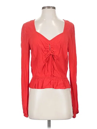 Pre-owned Express Long Sleeve Top Red Sweetheart Neckline Tops