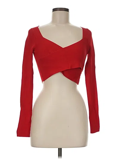 Express Long Sleeve Top Red Sweetheart Neckline Tops