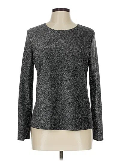 Pre-owned Express Long Sleeve Top Silver Metallic Pattern Crew Neck Tops