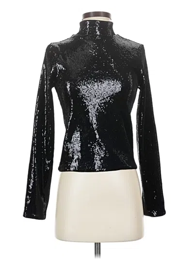 Pre-owned Express Long Sleeve Top Silver Metallic Pattern Turtleneck Tops