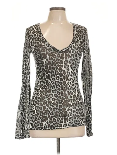 Pre-owned Express Long Sleeve Top Silver Plunge Neckline Tops