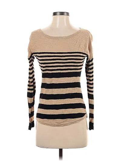 Pre-owned Express Long Sleeve Top Tan Boatneck Tops In Brown