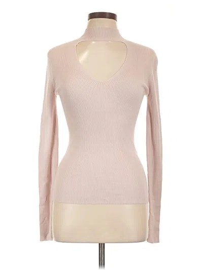 Pre-owned Express Long Sleeve Top Tan Keyhole Neckline Tops In Brown