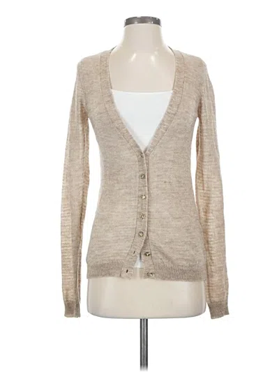 Pre-owned Express Long Sleeve Top Tan Plunge Neckline Tops In Brown