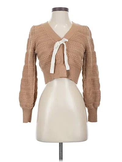 Pre-owned Express Long Sleeve Top Tan Sweetheart Neckline Tops In Brown
