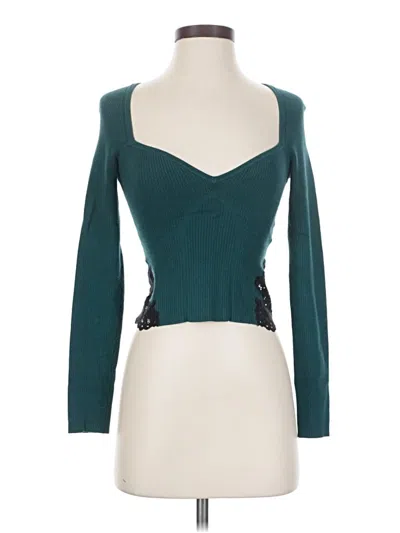 Pre-owned Express Long Sleeve Top Teal Sweetheart Neckline Tops