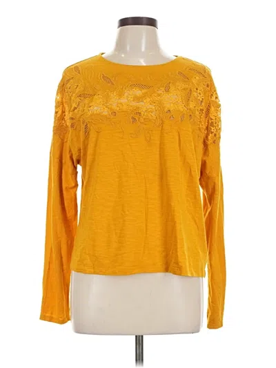 Express Long Sleeve Top Yellow Crew Neck Tops