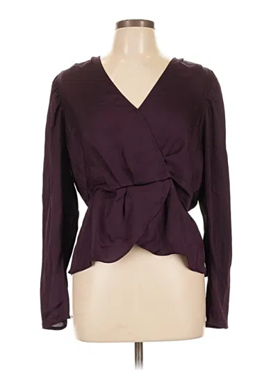 Pre-owned Express Long Sleeve T-shirt In Burgundy