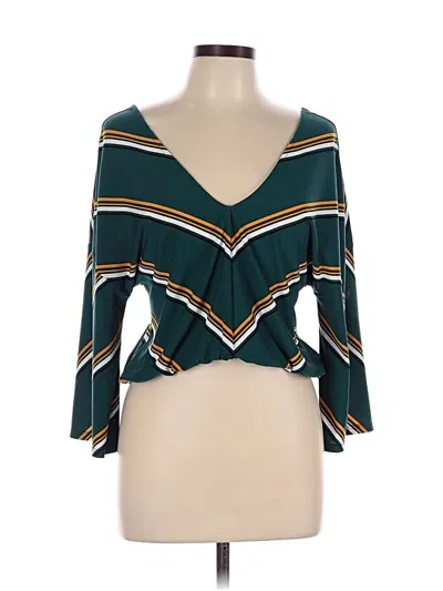 Pre-owned Express One Eleven 3/4 Sleeve Blouse In Teal
