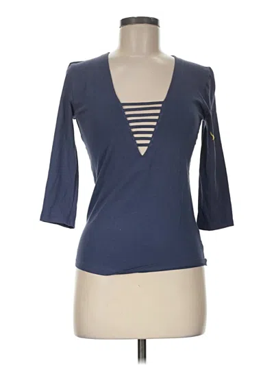 Pre-owned Express One Eleven 3/4 Sleeve Top Blue Plunge Neckline Tops
