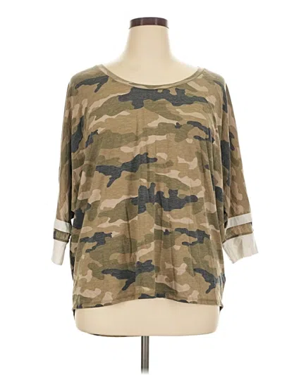 Pre-owned Express One Eleven 3/4 Sleeve T-shirt In Brown