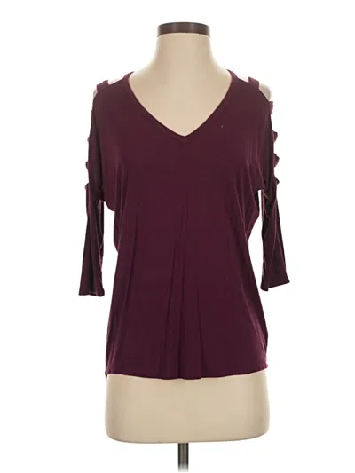 Pre-owned Express One Eleven 3/4 Sleeve T-shirt In Burgundy