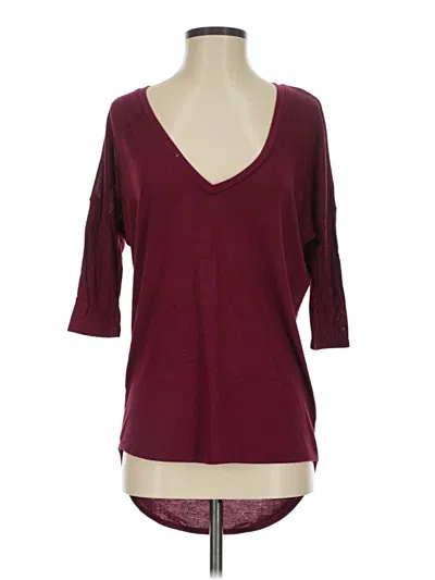 Pre-owned Express One Eleven 3/4 Sleeve T-shirt In Burgundy