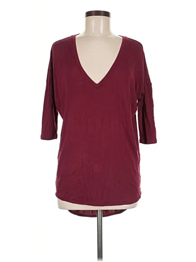 Pre-owned Express One Eleven 3/4 Sleeve T-shirt In Burgundy