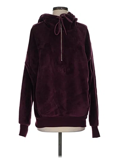 Pre-owned Express One Eleven Fleece Jacket In Burgundy
