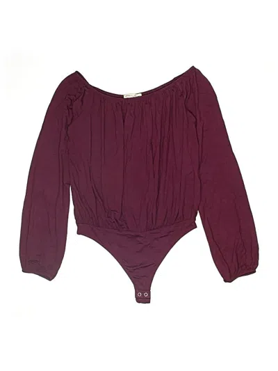 Pre-owned Express One Eleven Long Sleeve Blouse In Burgundy
