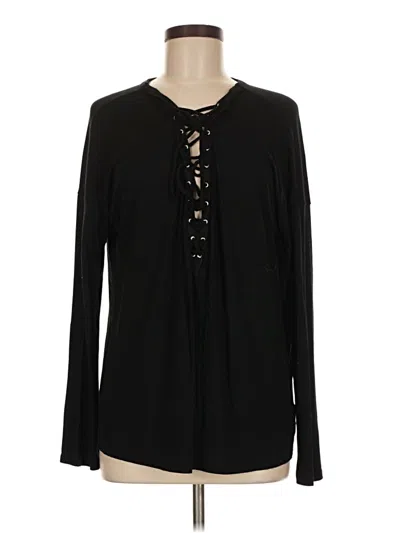 Pre-owned Express One Eleven Long Sleeve Henley Shirt In Black