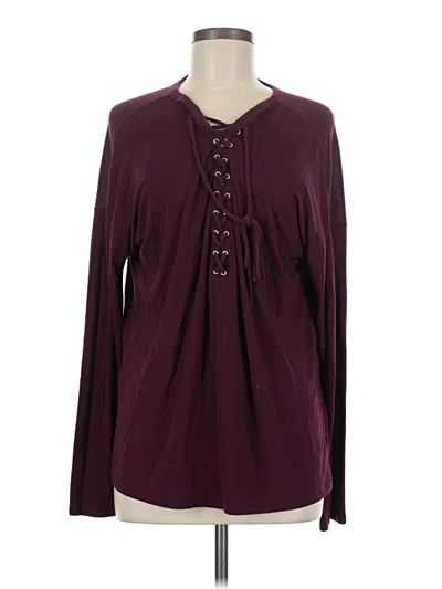 Pre-owned Express One Eleven Long Sleeve Henley Shirt In Burgundy