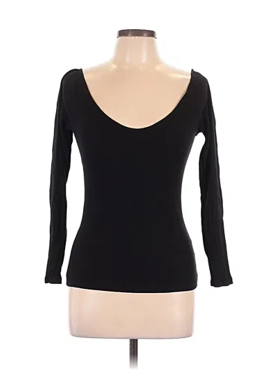 Pre-owned Express One Eleven Long Sleeve Top Black Scoop Neck Tops