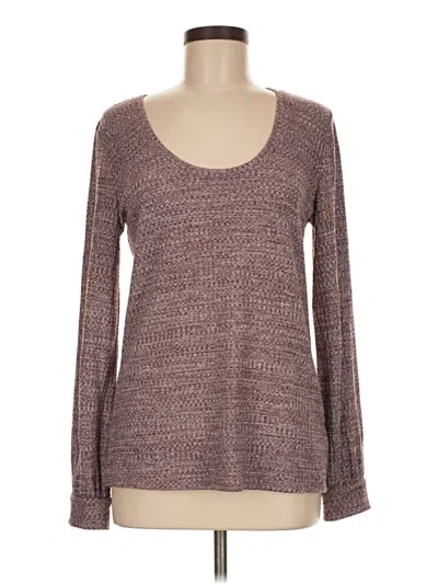 Pre-owned Express One Eleven Long Sleeve Top Brown Scoop Neck Tops