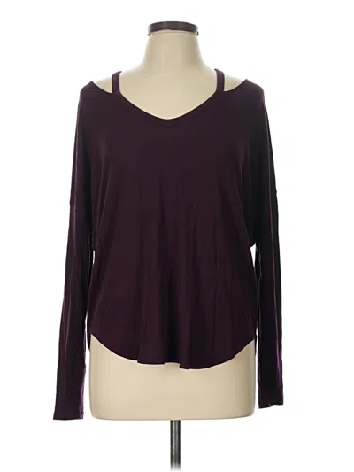 Pre-owned Express One Eleven Long Sleeve Top Burgundy Cold Shoulder Neckline Tops