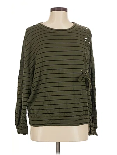 Pre-owned Express One Eleven Long Sleeve Top Green Crew Neck Tops