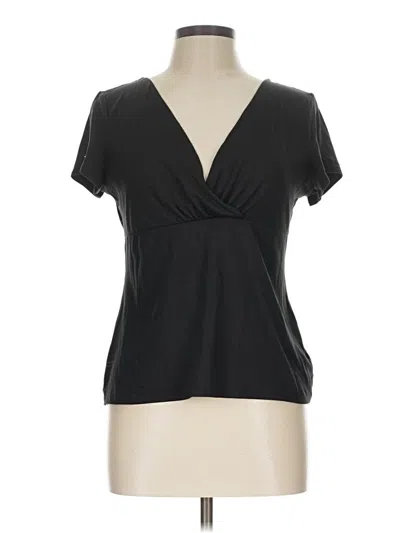 Pre-owned Express One Eleven Short Sleeve Top Black Plunge Neckline Tops