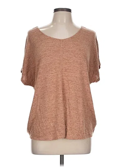 Pre-owned Express One Eleven Short Sleeve Top Brown Scoop Neck Tops