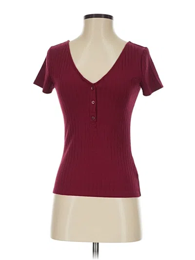 Pre-owned Express One Eleven Short Sleeve Top Burgundy Sweetheart Neckline Tops