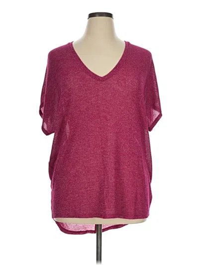 Pre-owned Express One Eleven Short Sleeve Top Burgundy V-neck Tops