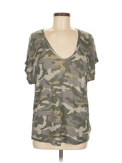 Pre-owned Express One Eleven Short Sleeve Top Gray Camo Pattern Scoop Neck Tops
