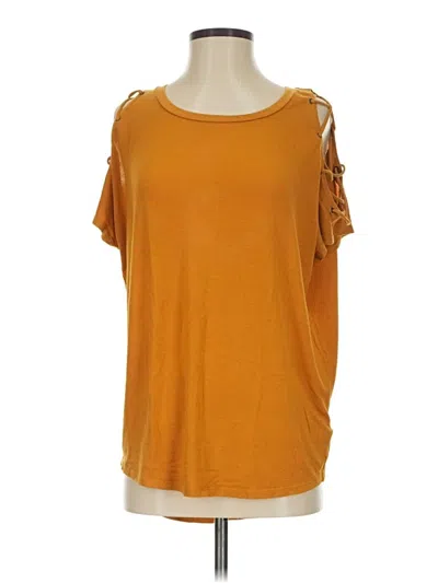 Pre-owned Express One Eleven Short Sleeve Top Orange Cold Shoulder Neckline Tops