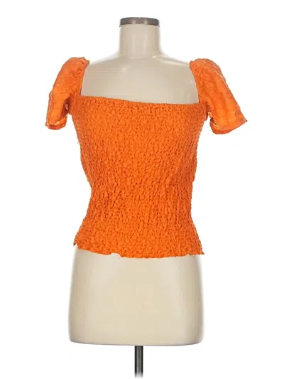Pre-owned Express One Eleven Short Sleeve Top Orange Strapless Neckline Tops