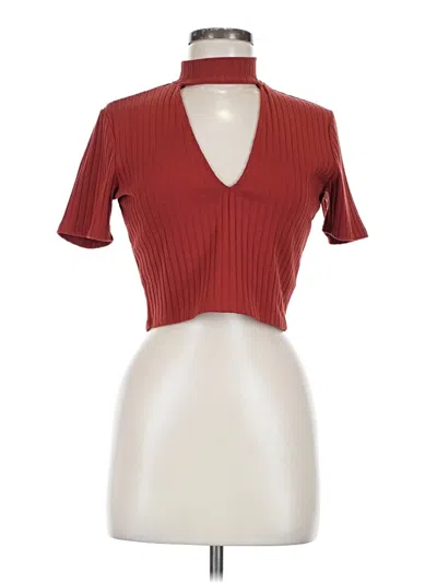 Pre-owned Express One Eleven Short Sleeve Top Red Keyhole Neckline Tops