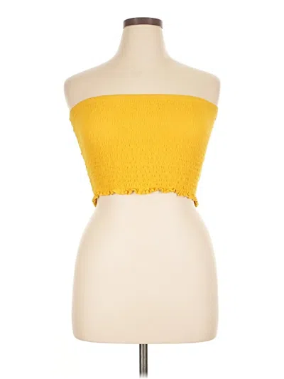 Pre-owned Express One Eleven Tube Top Yellow Strapless Neckline Tops