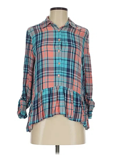 Pre-owned Express Outlet 3/4 Sleeve Blouse In Blue