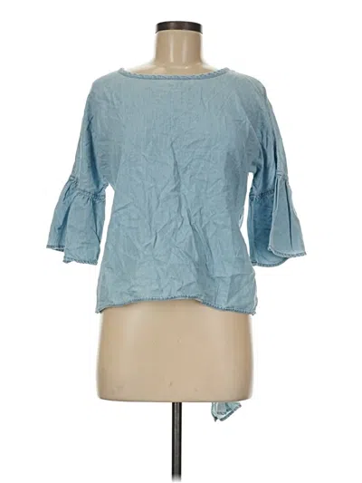 Pre-owned Express Outlet 3/4 Sleeve Blouse In Blue