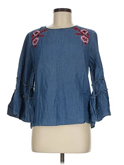 Pre-owned Express Outlet 3/4 Sleeve Blouse In Blue