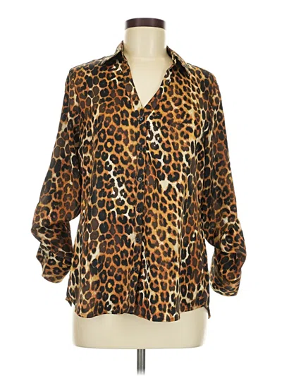 Pre-owned Express Outlet 3/4 Sleeve Blouse In Brown